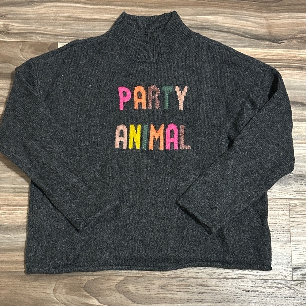 Lou & Grey Women's Gray Mock Neck Party Animal Sweater Size Large